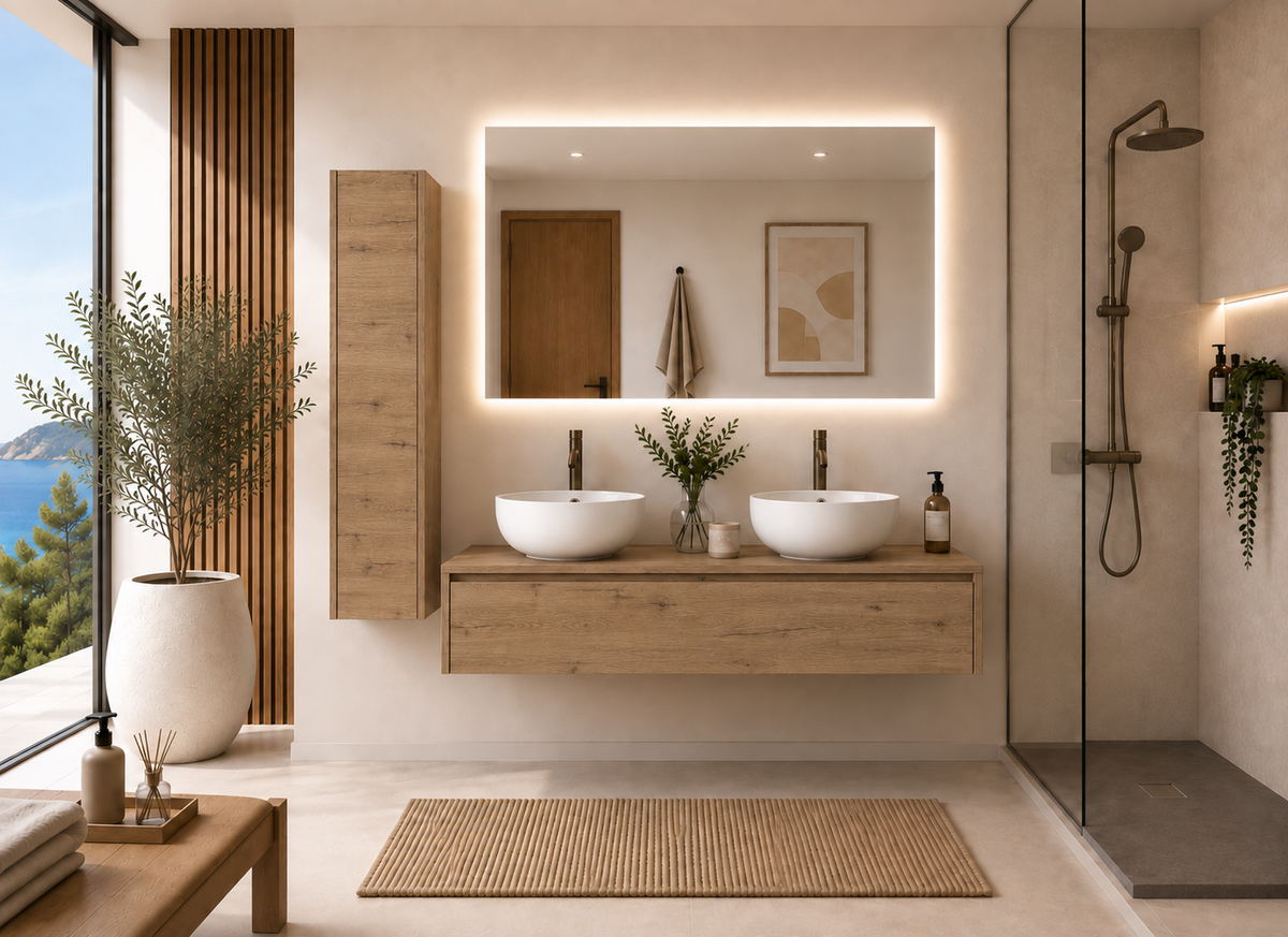 Mueble de baño FORMENTERA Estepa con lavabo sobre encimera