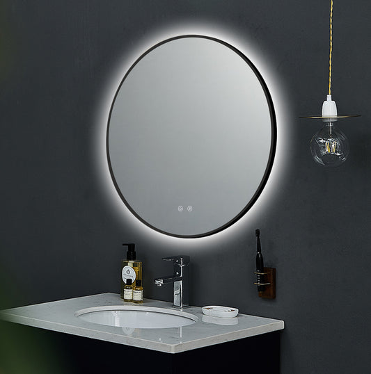 Espejo de baño LED ARES Black curvo con antivaho