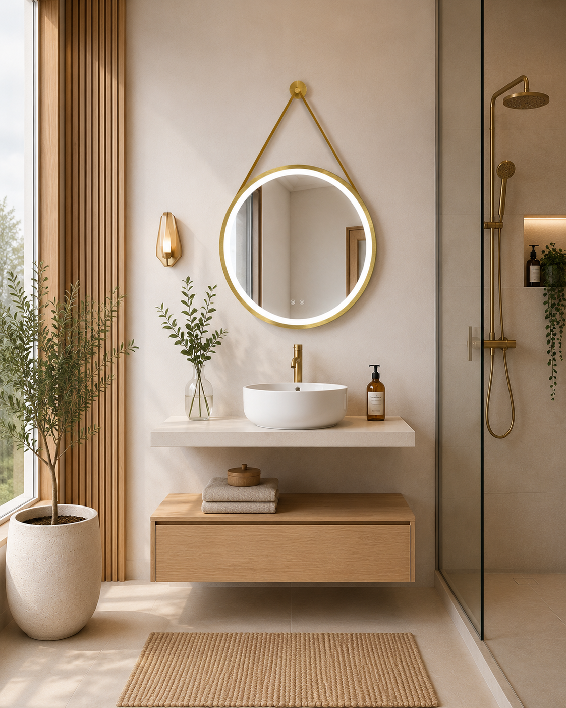 Mueble de baño suspendido modulo estepa/encimera blanco CERDEÑA
