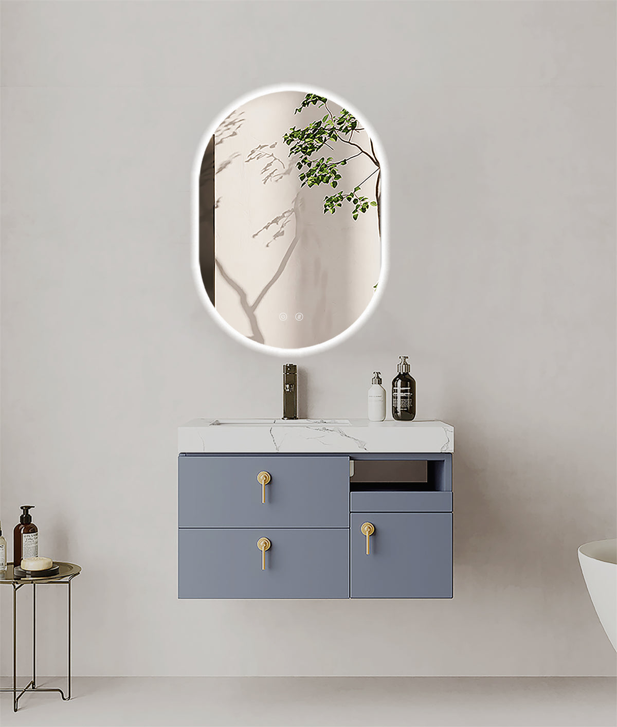 Espejo de baño LED SELENE curvo con antivaho