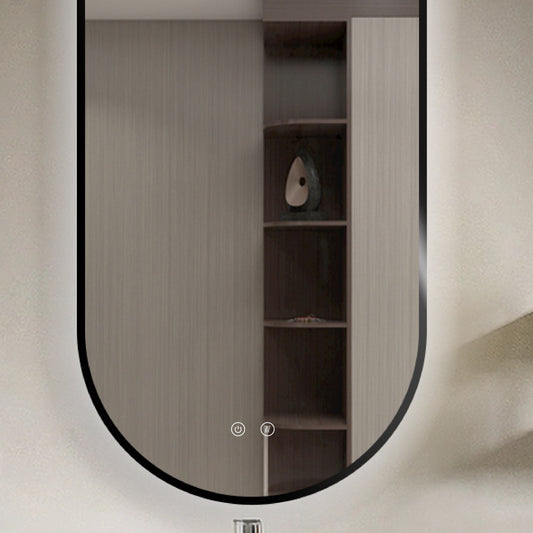 Espejo de baño LED SELENE Gold & Black curvo con antivaho