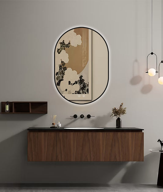 Espejo de baño LED SELENE Black curvo con antivaho
