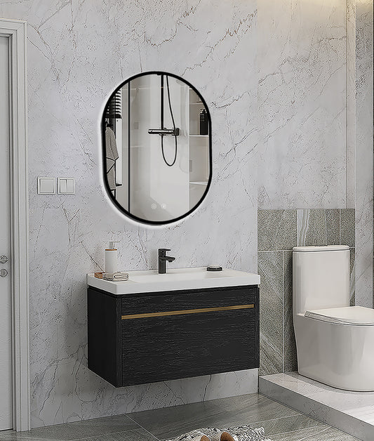 Espejo de baño LED SELENE Black curvo con antivaho