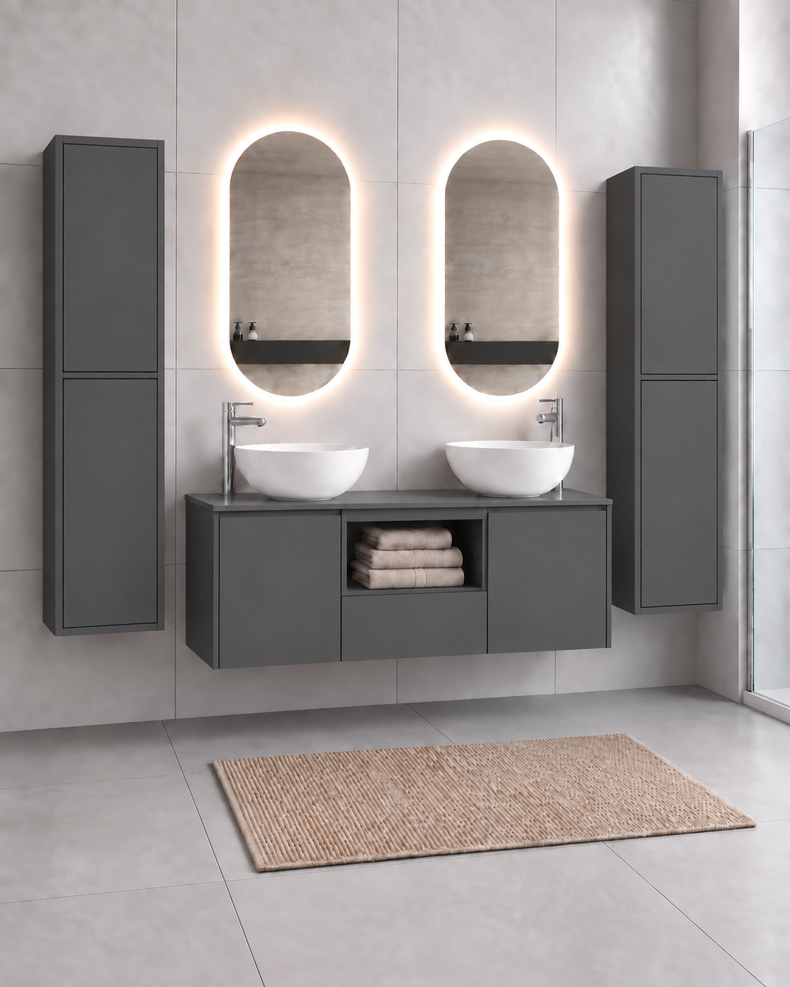 AMALFI 120 DOBLE Grafito con encimera a juego