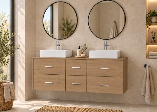 Mueble de baño MILOS 121 en Estepa con dos lavabos LIBRA